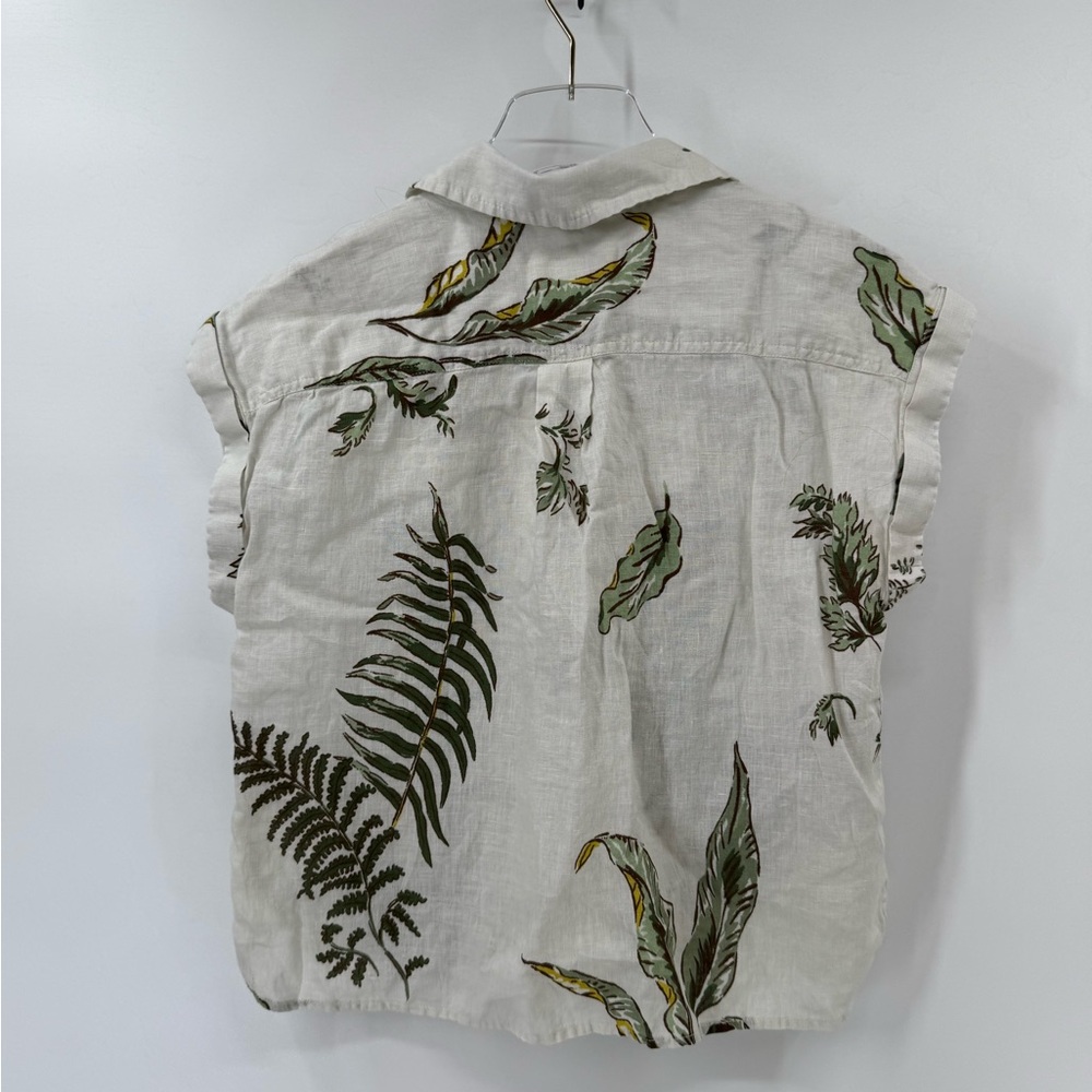 Anthropologie Botanical Leaf Palm Fern Pattern Blouse size small - Picture 2 of 6